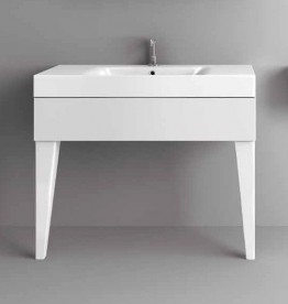 Тумба под раковину подвесная Kerasan Cento 100х45 см лакированный белый глянцевый 915401