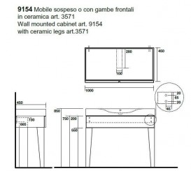 Тумба під раковину підвісна Kerasan Cento 100х45 см лакований чорний матовий 915431