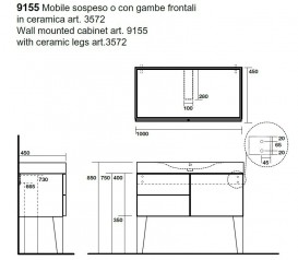 Тумба под раковину подвесная Kerasan Cento 100х45 см лакированный чёрный матовый 915531