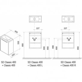 Тумба під раковину підвісна Ravak Classic SD 400 ДСП / МДФ білий X000000416