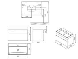 Тумба під раковину підвісна Ravak Natural SD 800 МДФ білий глянець X000001052