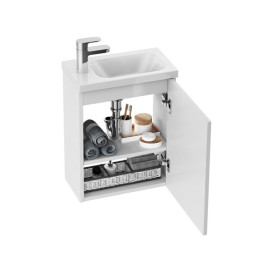 Тумба под раковину подвесная Ravak SD Chrome II 400 ДСП/МДФ белый черная ручка X000001750