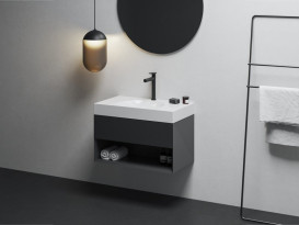 Тумба под раковину подвесная Ravak SD Lite 80 МДФ черный матовый X000001862