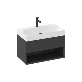 Тумба под раковину подвесная Ravak SD Lite 80 МДФ черный матовый X000001862