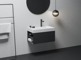 Тумба под раковину подвесная Ravak SD Lite 80 Л МДФ черный матовый X000001874