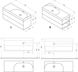 Тумба під раковину підвісна Ravak SD Lite 120 Л МДФ чорний матовий X000001880