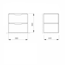 Тумба под раковину подвесная Sanwerk Alessa Air 58х44 см МДФ белый/венге TV0000296