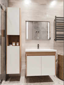 Тумба под раковину Radaway Classic 76 подвесная ДСП/МДФ белый/дуб ватан M05080-02-03