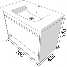 Тумба под раковину Radaway Silvia 76 подвесная ДСП/МДФ белый/дуб ватан матовый M03080-02-03