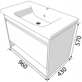Тумба под раковину Radaway Silvia 96 подвесная ДСП/МДФ белый/дуб ватан матовый M03100-02-03