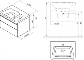 Тумба під раковину Ravak 10° II 650 підвісна ДСП/МДФ темний горіх X000001288