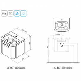 Тумба под раковину Ravak Chrome SD 550 подвесная ДСП/МДФ белый X000000635