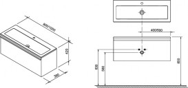 Тумба под раковину подвесная Ravak Clear SD 800 ДСП/МДФ белый/черешня X000000758