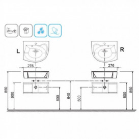 Тумба під раковину Ravak Rosa SDU 560 L підвісна ДСП/МДФ білий X000000326