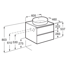 Тумба під раковину Roca GAP 60,5x46 см ДСП антрацит глянець A851500153