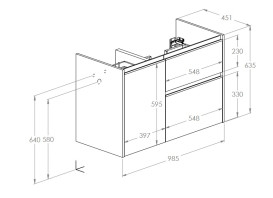 Тумба под раковину Roca Gap Pro 98,5х45,1 см правосторонняя ДСП черный матовый A857905532