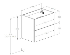 Тумба под раковину Roca Kwadro 60х38,4 см ДСП антрацит глянцевый A857969153