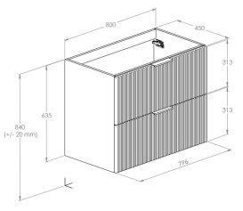 Тумба под раковину Roca Reef 80х45 см МДФ черный матовый A857955532
