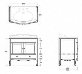 Тумба під раковину Simas Arcade для підлоги 84х53 см МДФ білий лак ARMD90