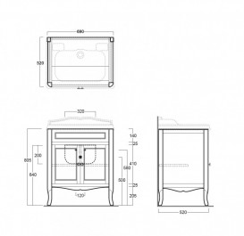 Тумба под раковину Simas Arcade напольная 69х52 см МДФ белый лак ARMD70