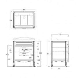 Тумба под раковину Simas Arcade напольная 69х52 см МДФ белый лак ARM1