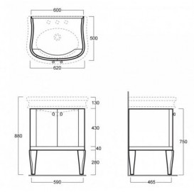 Тумба под раковину Simas Lante напольная 62х50 см дерево белый глянцевый LAM70