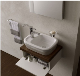 Тумба под раковину TOTO Natural Curve подвесной белый/орех FU10385U