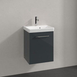 Тумба під раковину Villeroy & Boch Avento 43х38,4 см петлі зліва МДФ з акриловим покриттям скло сіре A88700B1