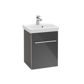 Тумба під раковину Villeroy & Boch Avento 43х38,4 см петлі зліва МДФ з акриловим покриттям скло сіре A88700B1