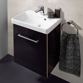 Тумба под раковину Villeroy & Boch Avento 43х38,4 см петли слева МДФ с акриловым покрытием стекло черное A88700B3