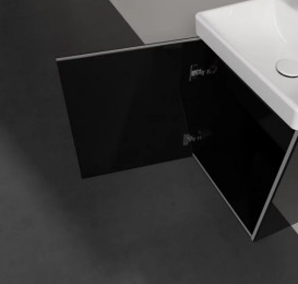 Тумба под раковину Villeroy & Boch Avento 43х38,4 см петли слева МДФ с акриловым покрытием стекло черное A88700B3