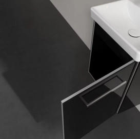 Тумба под раковину Villeroy & Boch Avento 43х38,4 см петли справа МДФ с акриловым покрытием стекло черное A88701B3