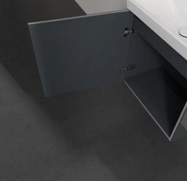 Тумба під раковину Villeroy & Boch Avento 53х38,4 см петлі ліворуч МДФ з акриловим покриттям скло сіре A88800B1