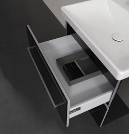 Тумба под раковину Villeroy & Boch Avento 58х48,4 см МДФ с акриловым покрытием стекло черное A88900B3