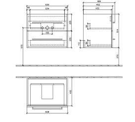 Тумба под раковину Villeroy & Boch Avento 63х48,4 см МДФ с акриловым покрытием стекло черное A89000B3