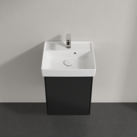 Тумба під раковину Villeroy & Boch Collaro 41х34, 4 см петлі праворуч МДФ чорний матовий лак C00501PD