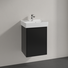 Тумба под раковину Villeroy & Boch Collaro 41х34,4 см петли справа МДФ черный матовый лак C00501PD