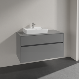 Тумба под раковину Villeroy & Boch Collaro 100х50 см МДФ глянцевый серый C01400FP