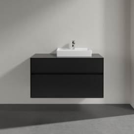 Тумба під раковину Villeroy&Boch Collaro 100х50 см МДФ чорний матовий лак C01500PD