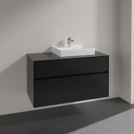 Тумба під раковину Villeroy&Boch Collaro 100х50 см МДФ чорний матовий лак C01500PD