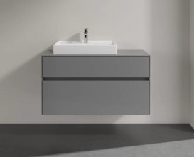 Тумба под раковину Villeroy & Boch Collaro 100х50 см МДФ глянцевый серый C01700FP