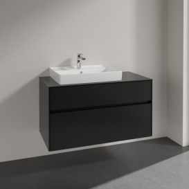 Тумба под раковину Villeroy & Boch Collaro 100х50 см МДФ черный матовый лак C01700PD