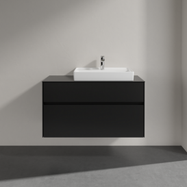 Тумба під раковину Villeroy&Boch Collaro 100х50 см МДФ чорний матовий лак C01800PD