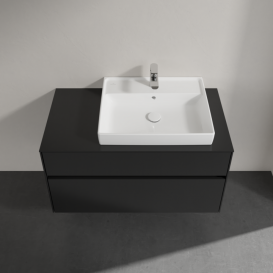 Тумба під раковину Villeroy&Boch Collaro 100х50 см МДФ чорний матовий лак C01800PD