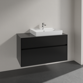Тумба під раковину Villeroy&Boch Collaro 100х50 см МДФ чорний матовий лак C01800PD