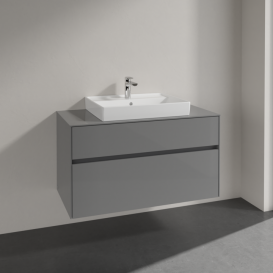 Тумба под раковину Villeroy & Boch Collaro 100х50 см МДФ глянцевый серый C01900FP
