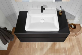 Тумба під раковину Villeroy&Boch Collaro 100х50 см МДФ чорний матовий лак C01900PD