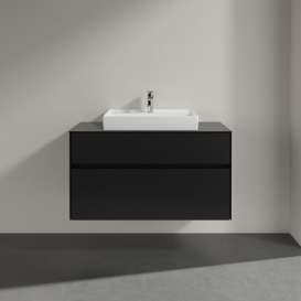Тумба під раковину Villeroy&Boch Collaro 100х50 см МДФ чорний матовий лак C01900PD