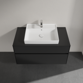 Тумба під раковину Villeroy&Boch Collaro 100х50 см МДФ чорний матовий лак C01900PD