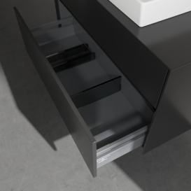 Тумба під раковину Villeroy&Boch Collaro 100х50 см МДФ чорний матовий лак C01900PD